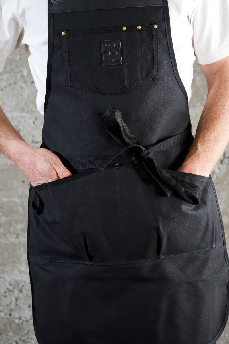 Waxed Canvas Work Apron -- Black