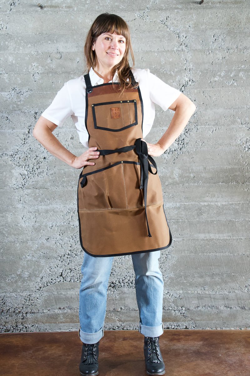 Waxed Canvas Work Apron -- Field Tan